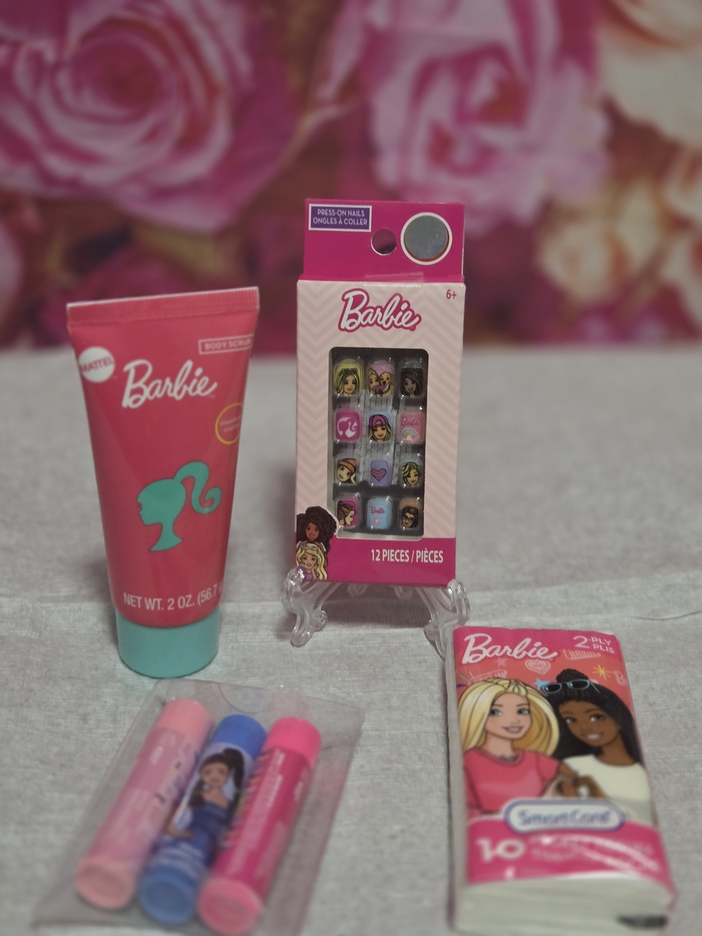 Barbie Pink & Teal Beauty Set - Nail Presses & Lip Balm